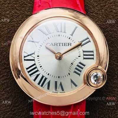 Super Clone Cartier Ballon Bleu De 30mm Watch Rose Gold Silver Dial watches