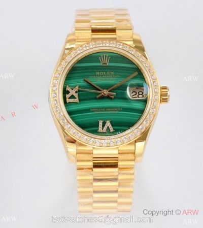 EW Factory Rolex Oyster Perpetual Datejust 31mm Watch Malachite Face Diamond Bezel watches