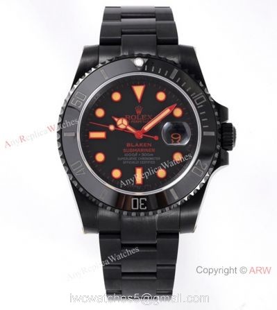 2021 New! Swiss Grade Rolex Submariner Blaken IPK 2824 Men Watch Orange Markers watches