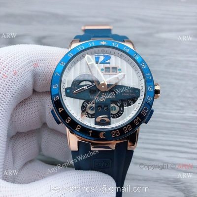 Ulysse Nardin GMT Perpetual Blue Bezel Rose Gold Men Watches watches