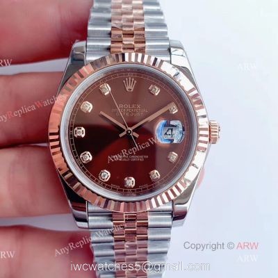 AAA Quality Noob Rolex Jubilee Rose Gold Datejust Choclate Dial With Diamonds Jubilee Bracelet replica Watches watches