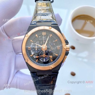 Replica IWC Aquatimer Black and Rose Gold Watches 42mm watches