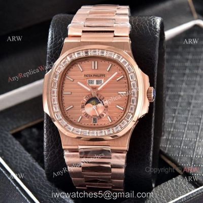 Patek Philippe Nautilus Annual Calendar Copy Watches Rose Gold with Diamond watches