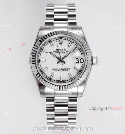 Swiss Clone Rolex Datejust President 31mm Stainless Steel White Dial watches