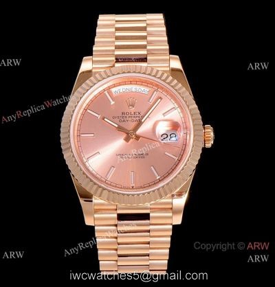 (GM) AAA Copy Rolex Oyster Perpetual Day Date 40 ETA2836 Watch Champagne Face watches