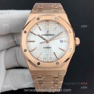 BF Swiss Replica AP 15400 Audemars Piguet Royal Oak Rose Gold Silver Dial Watch watches