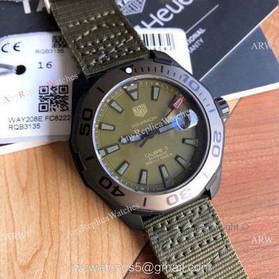 2020 Swiss Replica Tag Heuer Aquaracer Calibre 5 Watch Military Green Nato Strap watches