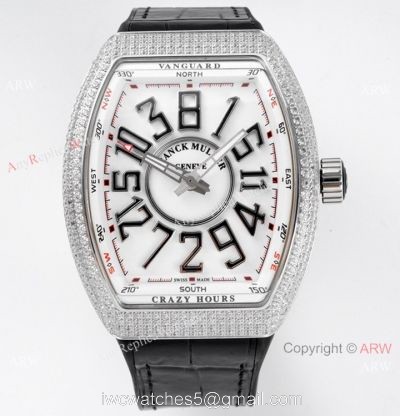 ABF Franck Muller Vanguard V45 Iced Out Diamond Watch with Crazy Hour watches