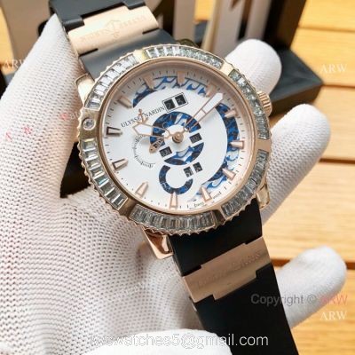 AAA Replica Ulysse Nardin Men Watches SS White Face Diamond Bezel watches