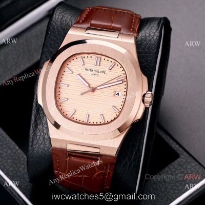 Best Copy Patek Philippe Nautilus 40mm Watches Rose Gold Brown Leather Band watches