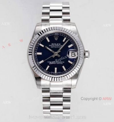 Swiss Clone Rolex Datejust Presidential 31mm Watch SS Blue Dial watches