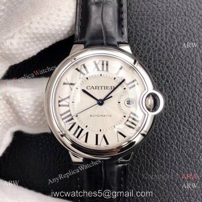 V6 Factory V7 version Ballon Bleu Cartier 42mm Automatic Watch Black Leather Strap watches
