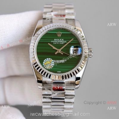 New! Swiss Clone Rolex Datejust Malachite Dial Stainless Steel 36mm watches