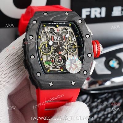 Best Richard Mille Replica Watches RM 11-03 Red Rubber Band Carbon Fiber Watch Automatic watches