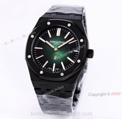 New Audemars Piguet Royal Oak Jumbo Green Dial All Black Mens Replica Watches 41mm watches