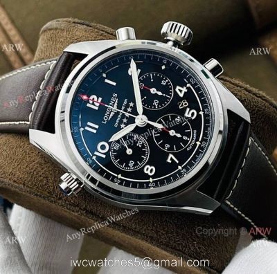CF Factory 1:1 Copy Longines Spirit ETA7753 Chronograph Watch Brown Leather Strap watches