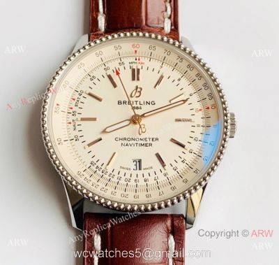 V7 Factory Swiss Replica Breitling Navitimer 1 Watch Stainless Steel Brown Leather Strap watches