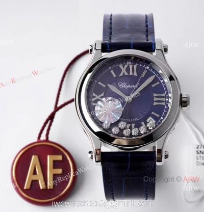 AF Factory 1:1 Best Edition Chopard Happy Sport Diamonds Watch Blue Dial 36mm watches