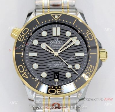 2021 Latest Replica Omega Seamaster Diver 300m OR 8800 Two Tone Black Dial Watch 42mm watches