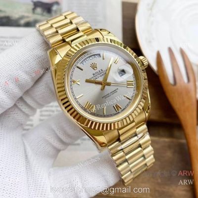 Copy Rolex DayDate Watches Yellow Gold President Gray Dial 40mm watches
