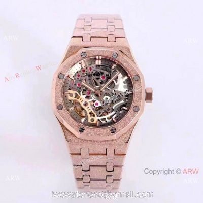New Copy Audemars Piguet Royal Oak Lady Watches Frosted Gold Skeleton Face 37mm watches