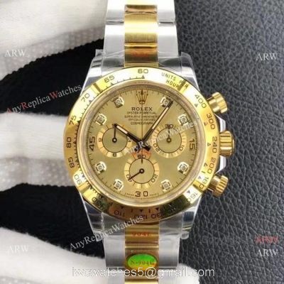 Custom Edition AAA Replica Rolex Daytona 1:1 Noob Factory Cal.4130 Two Tone Diamond watch watches