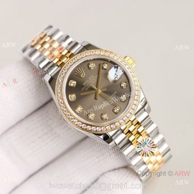 TR Factory 904L Swiss Rolex Datejust 31mm Lady Watch Gray Diamond Dial watches