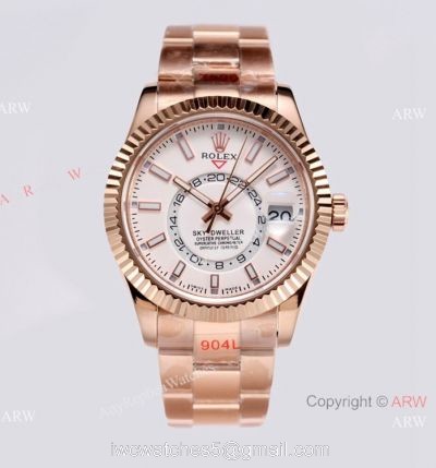 New Replica Rolex Sky-Dweller 42mm AI Factory Rose Gold Swiss 9001 Watch watches