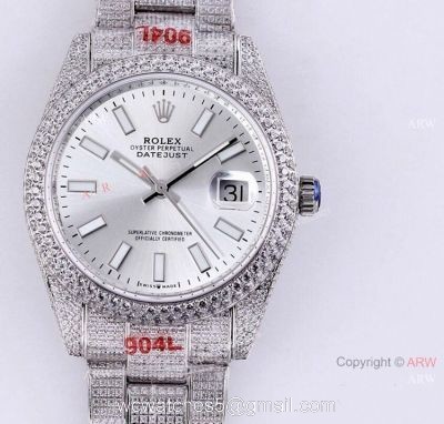 Diamond Rolex Datejust 41 Silver Dial For Mens Watch Best Replica watches