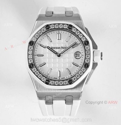 Ladies Audemars Piguet Royal Oak Offshore 37mm White Dial Quartz Watch Ref 67540sk watches