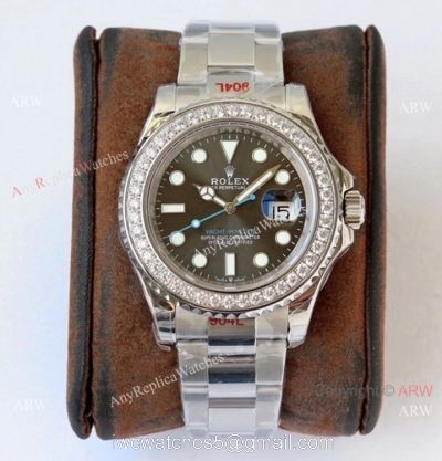 (ROF) 1-1 Best Replica Rolex Yacht-Master Gray Dial Diamond Custom Luxury watches watches