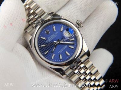 2021 Clone Rolex Datejust 36 SS Blue Exotic dial Domed bezel Watch 36mm watches