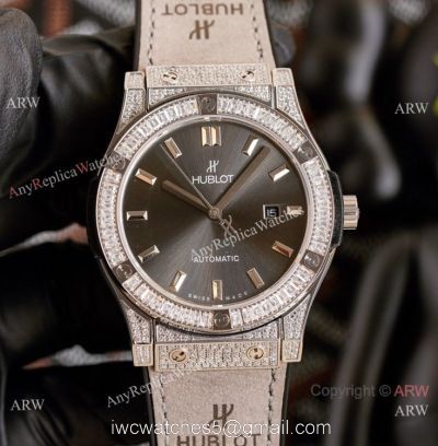 Clone Hublot Iced Out Classic Fusion Watches Grey Dial Automatic watches