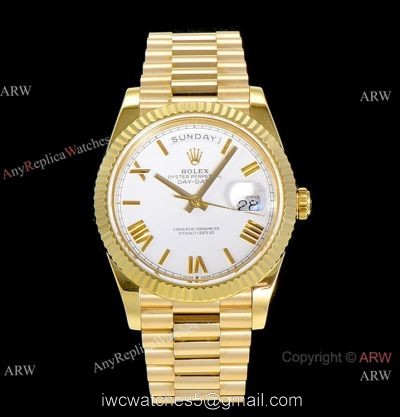 (GM Factory) Swiss 2836-2 Rolex Day-Date White Roman Watch 40mm AAA Copy watches