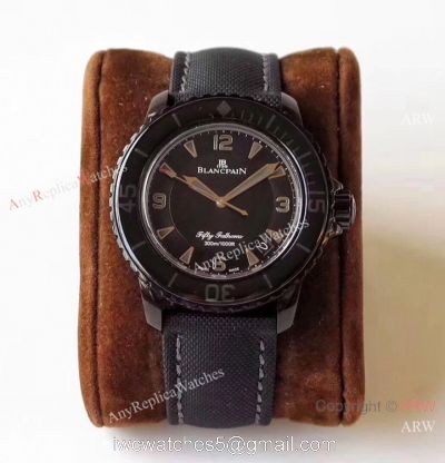ZF Factory Swiss Replica Blancpain Fifty Fathoms Watch Solid Black watches