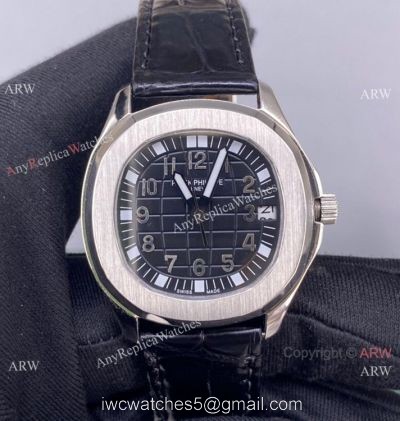 PPF Swiss Patek Philippe Aquanaut Lady Black Leather Strap Copy Watch watches