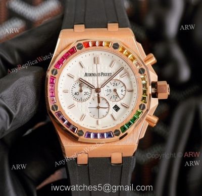 Knockoff Audemars Piguet Royal Oak 42mm Rose Gold Rainbow Watch Quartz Movement watches
