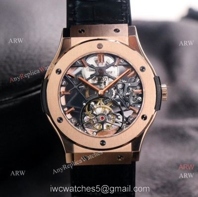 Best Hublot Classic Fusion Skeleton Tourbillon Rose Gold Replica Watch Hand-Winding watches