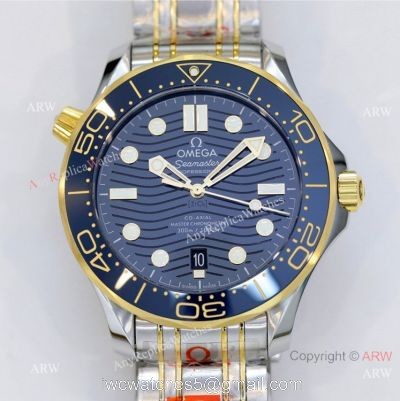 2021 Latest Swiss Omega Seamaster Diver 300M OR Factory 8800 Watch Two Tone Blue Ceramic Bezel watches