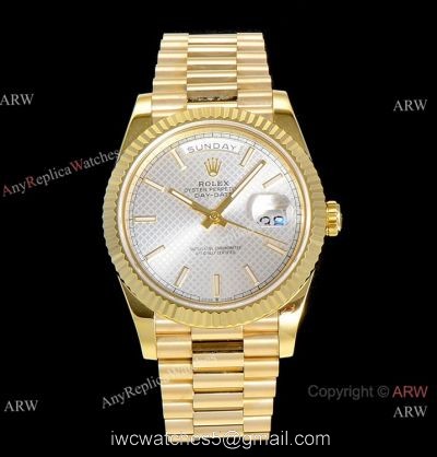 (GM Factory) Rolex Day-Date 40 Swiss 2836-2 Copy Watch Silver Grid dial watches