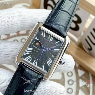 Replica Cartier Tank Moonphase Watches Leather Strap watches