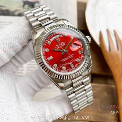 Replica Rolex Day Date President 40mm Watches Red Diamond Dial watches