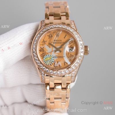 JH Factory Replica Rolex Pearlmaster 81285 Rose Gold Watch 34mm watches