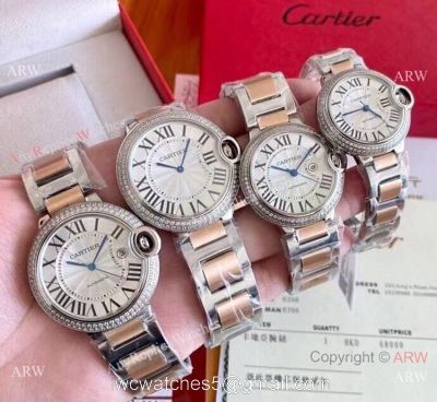 Clone Cartier Ballon Bleu Automatic Movement Watch 2-Tone Rose Gold Diamond watches