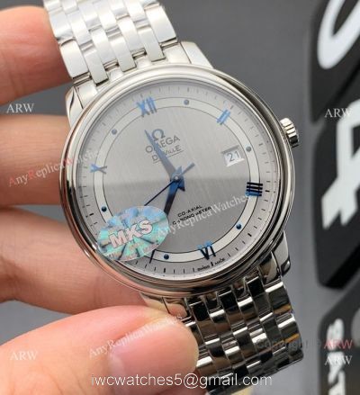 MKS Factory Omega Classic De Ville Prestige 9015 Watch Gray Dial Blue Markers watches