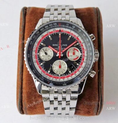 Swiss Grade 1A Breitling Navitimer Swiss Air 7750 Copy Watch BlackRed Dial watches