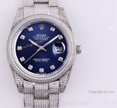 Full Diamond Rolex Datejust 126334 Blue Dial With Diamond Markers Knockoff Watch watches