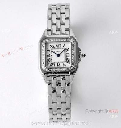 BV Factory Cartier Panthere De Stainless Steel Diamond 22mm Watch AAA Swiss Replica Cartier Watch watches