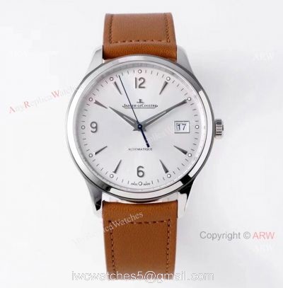 Zf Factory Jaeger-Lecoultre Master Control Date 40mm Silver Dial Brown Leather Band Replica Watch watches
