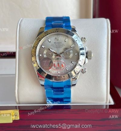 Clone Rolex Daytona 43mm SilverGray Dial Stainless Steel Watch watches